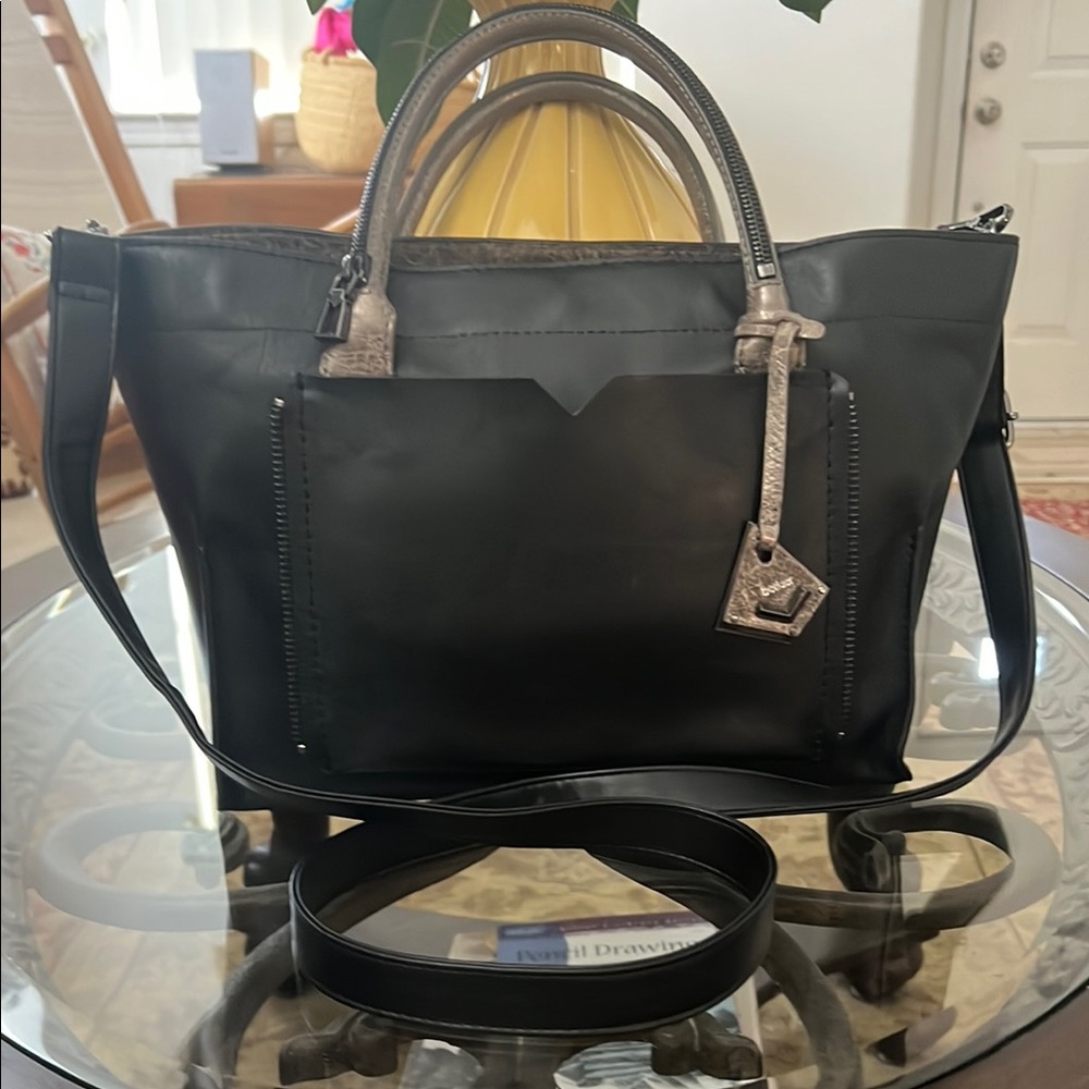 Botkier black leather tote 15”x9.5” EUC